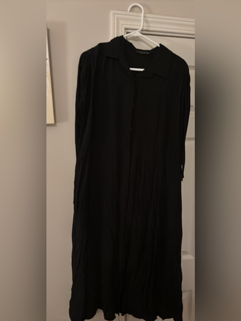 Final Touch Long Black Button-Front Maxi Dress